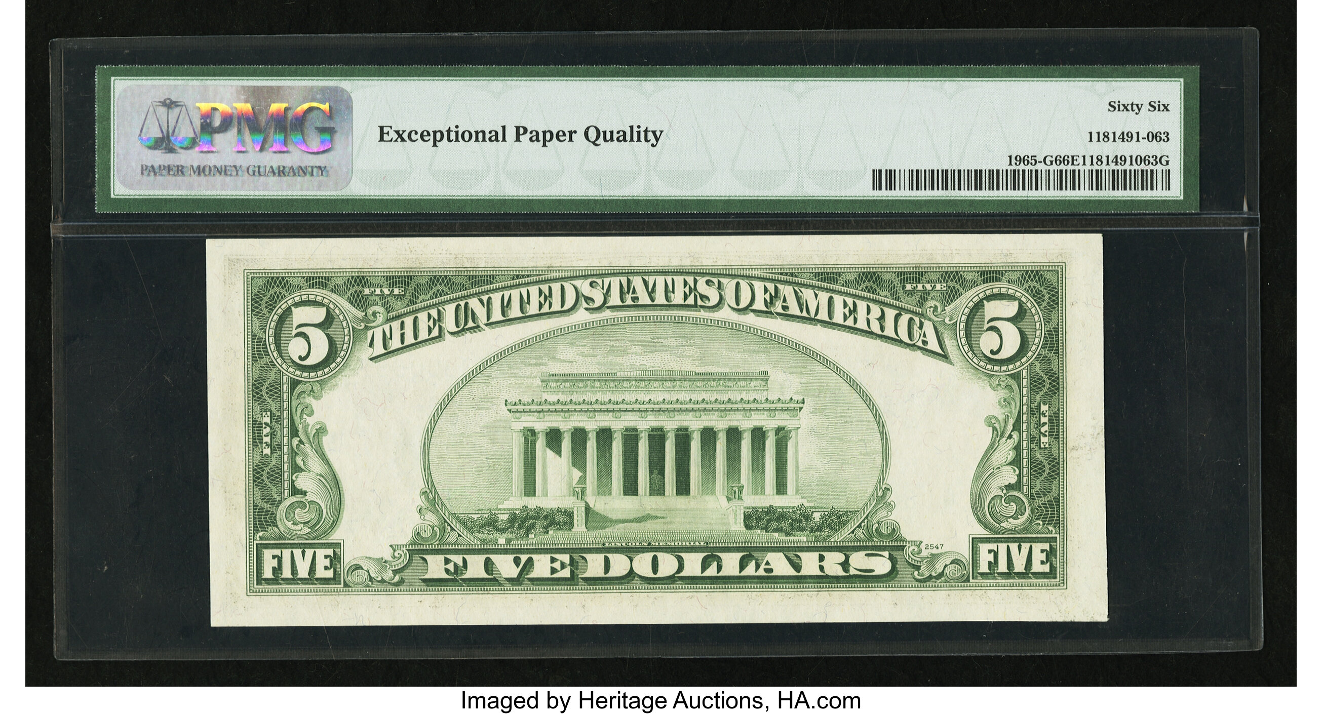 image for: Fr. 1965-G $5 1950D Federal Reserve Note. PMG Gem Uncirculated 66 EPQ....