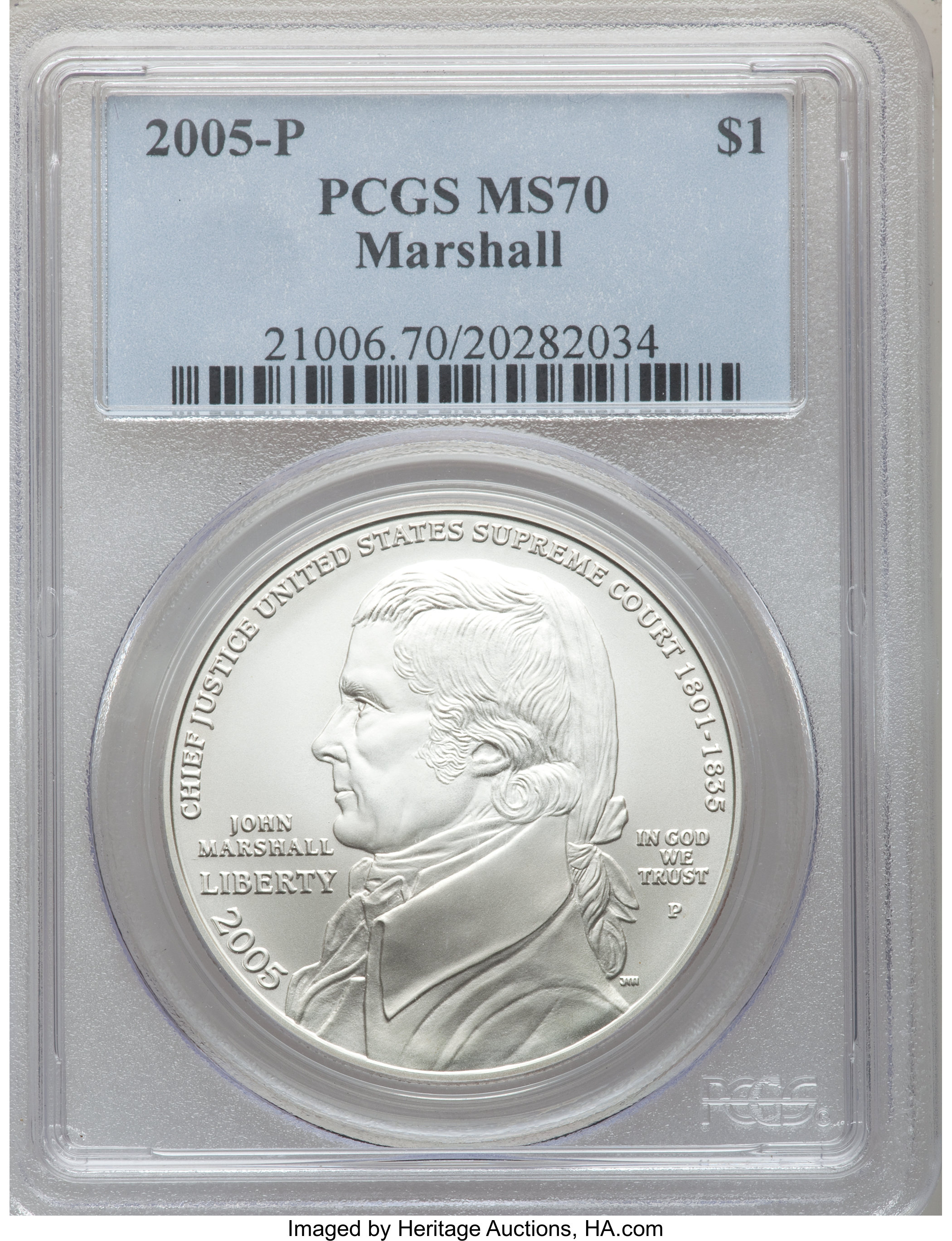 2005-P $1 Marshall MS70 PCGS. PCGS Population (458). NGC Census: (1273). Numismedia Wsl. Price for problem free NGC/PCGS c...
