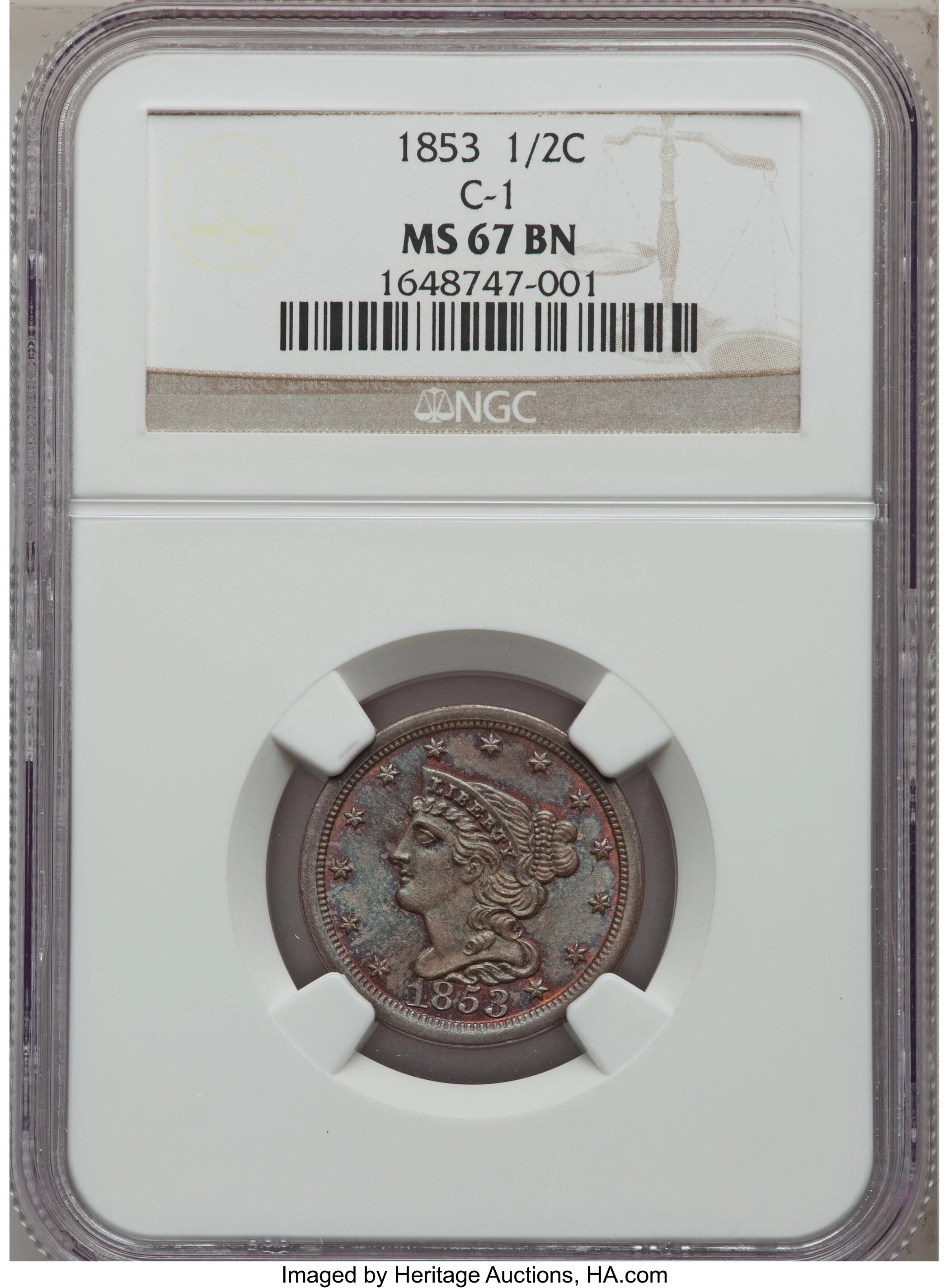 1853 Braided Hair Half Penny C 1 BN Coin Pricing Guide