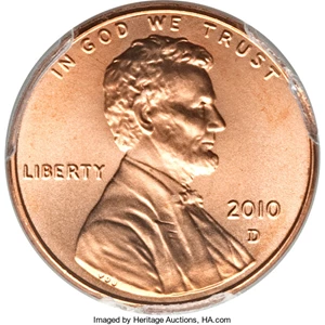 image for: 2010-D 1C MS67 Red PCGS....
