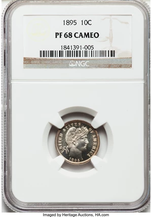 image for: 1895 10C PR68 Cameo NGC....