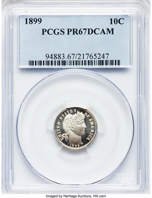 image for: 1899 10C PR67 Deep Cameo PCGS....