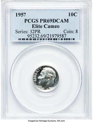 image for: 1957 10C PR69 Deep Cameo PCGS....