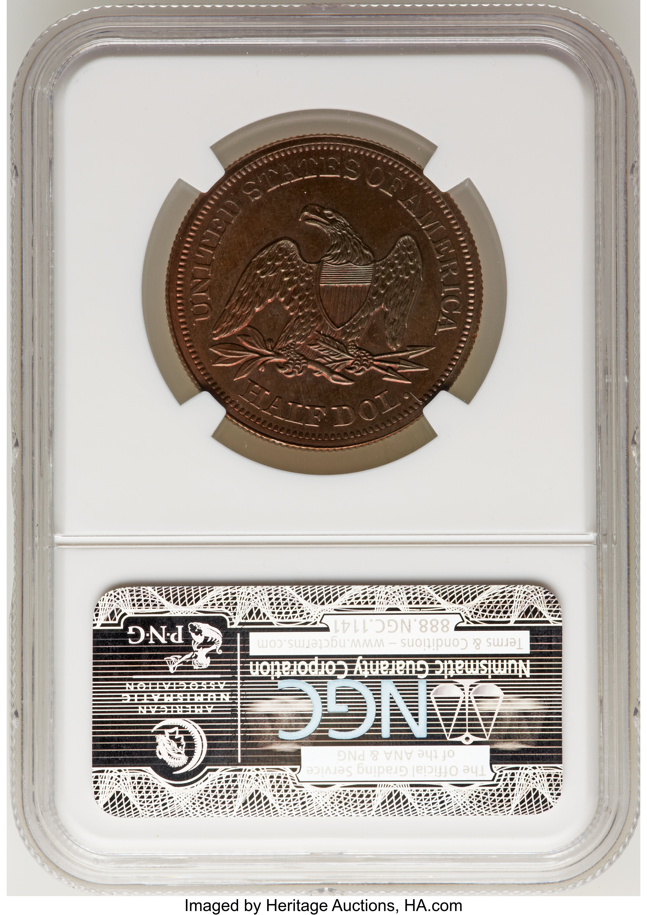 image for: 1839 P50C Half Dollar, Judd-98 Restrike, Pollock-108, High R.7, PR66 Red and Brown NGC. CAC....
