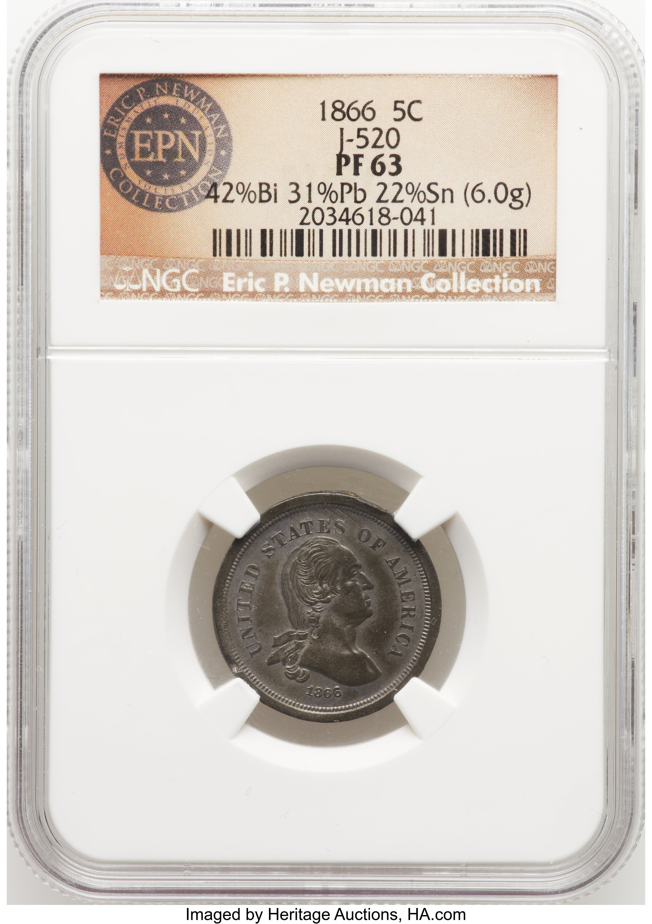 image for: 1866 5C Five Cents, Judd-520, Pollock-547, R.8, PR63 NGC....