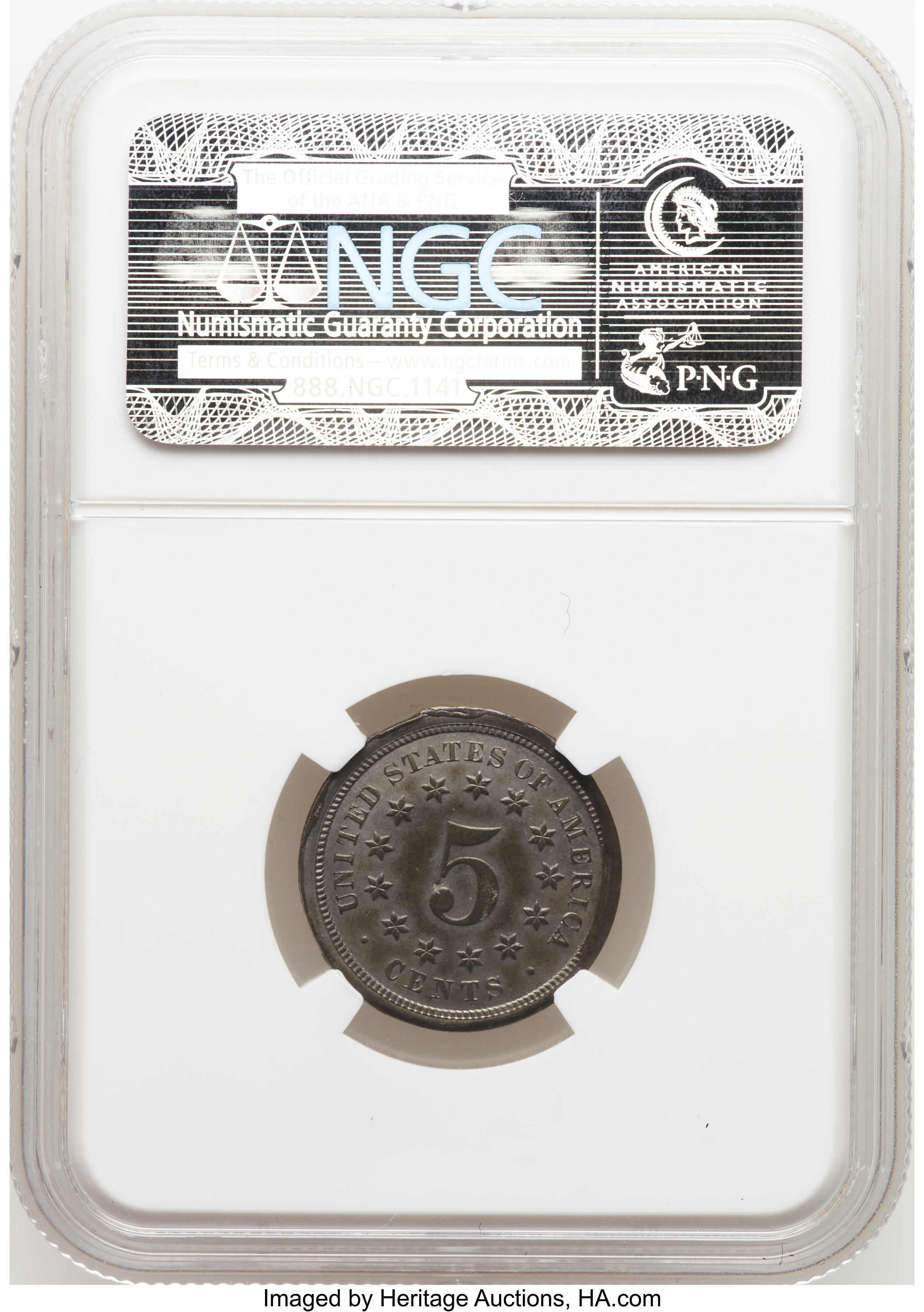 image for: 1866 5C Five Cents, Judd-520, Pollock-547, R.8, PR63 NGC....