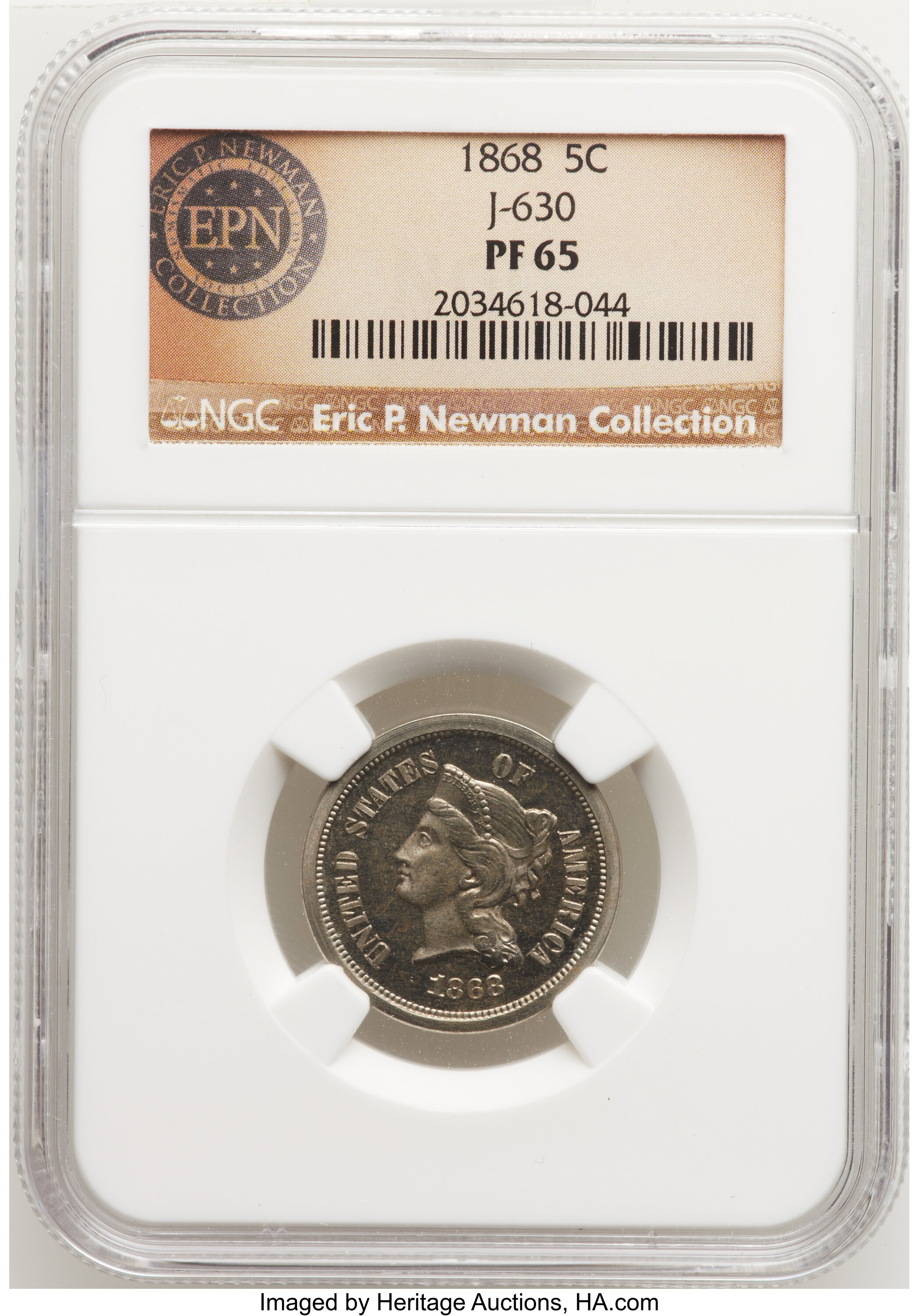 image for: 1868 5C Five Cents, Judd-630, Pollock-700, High R.7, PR65 NGC....