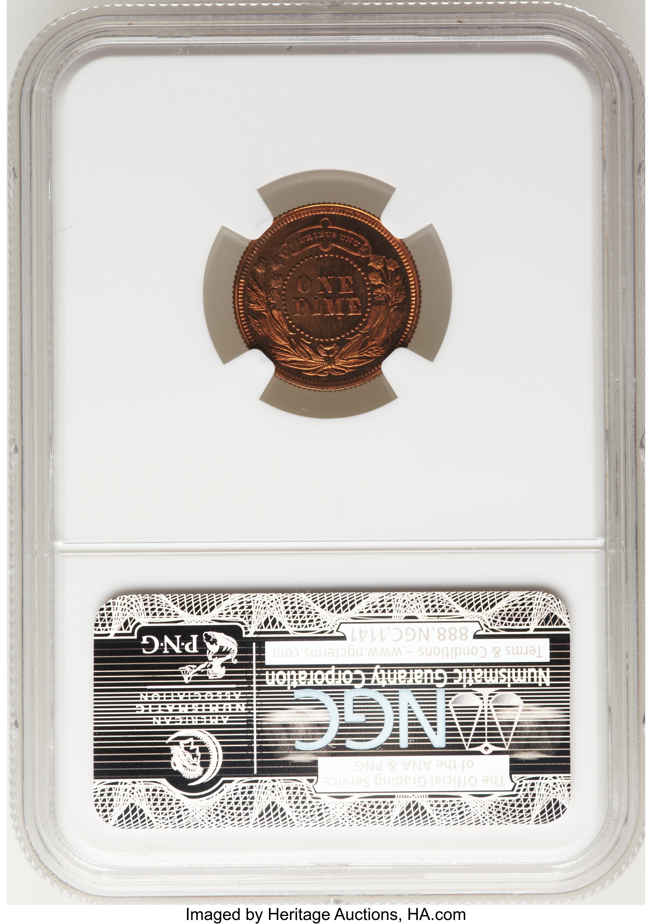 image for: 1879 P10C Washlady Dime, Judd-1585, Pollock-1778, High R.6, PR64 Red and Brown Cameo NGC. CAC....