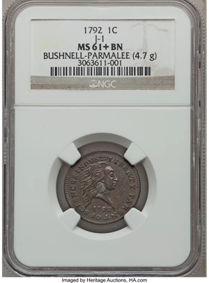 image for: 1792 P1C One Cent, Judd-1, Pollock-1, High R.6, MS61+ Brown NGC....