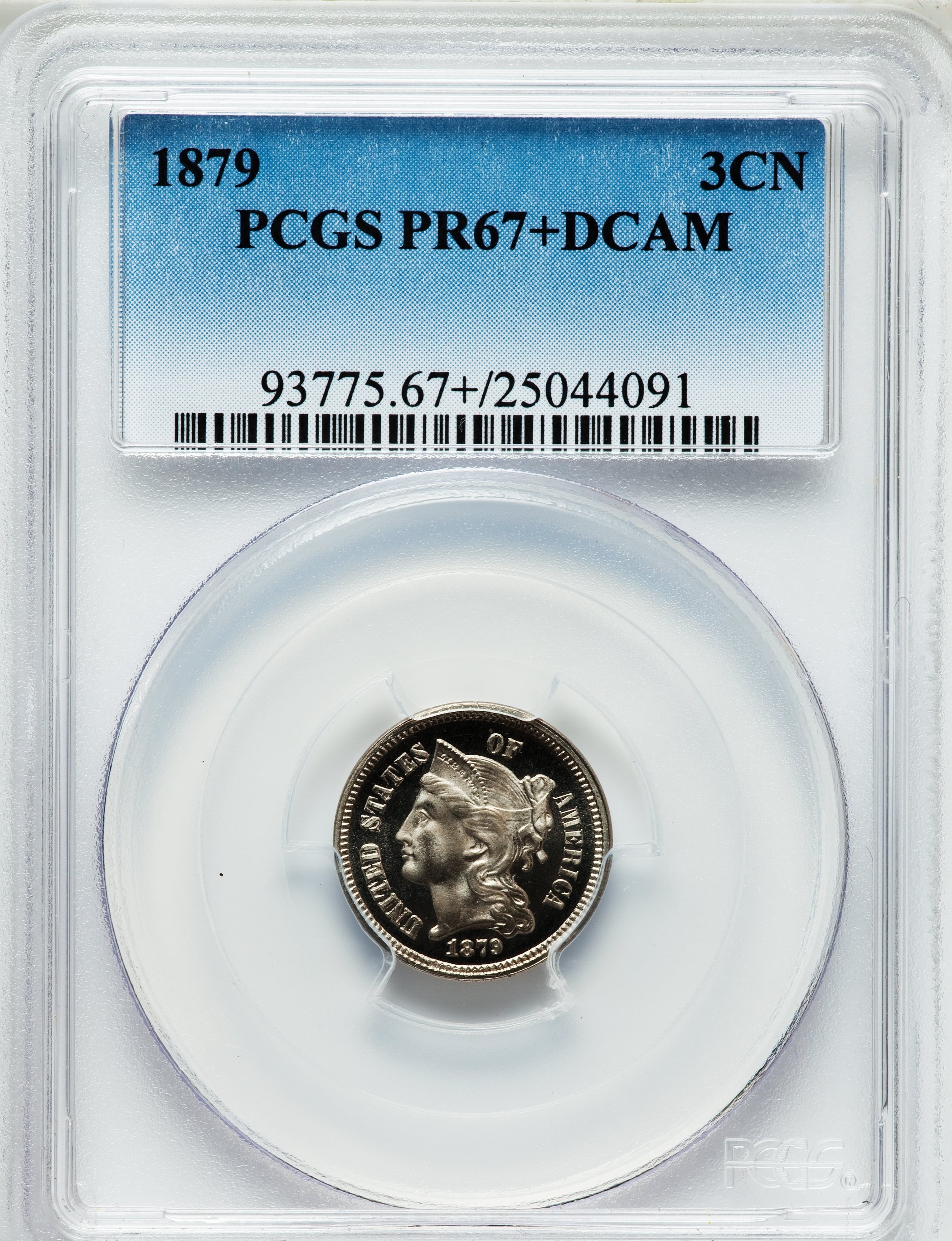 image for: 1879 3CN PR67+ Deep Cameo PCGS....