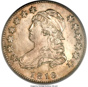 image for: 1819 25C Small 9 MS64 PCGS. CAC. B-3, R.1....