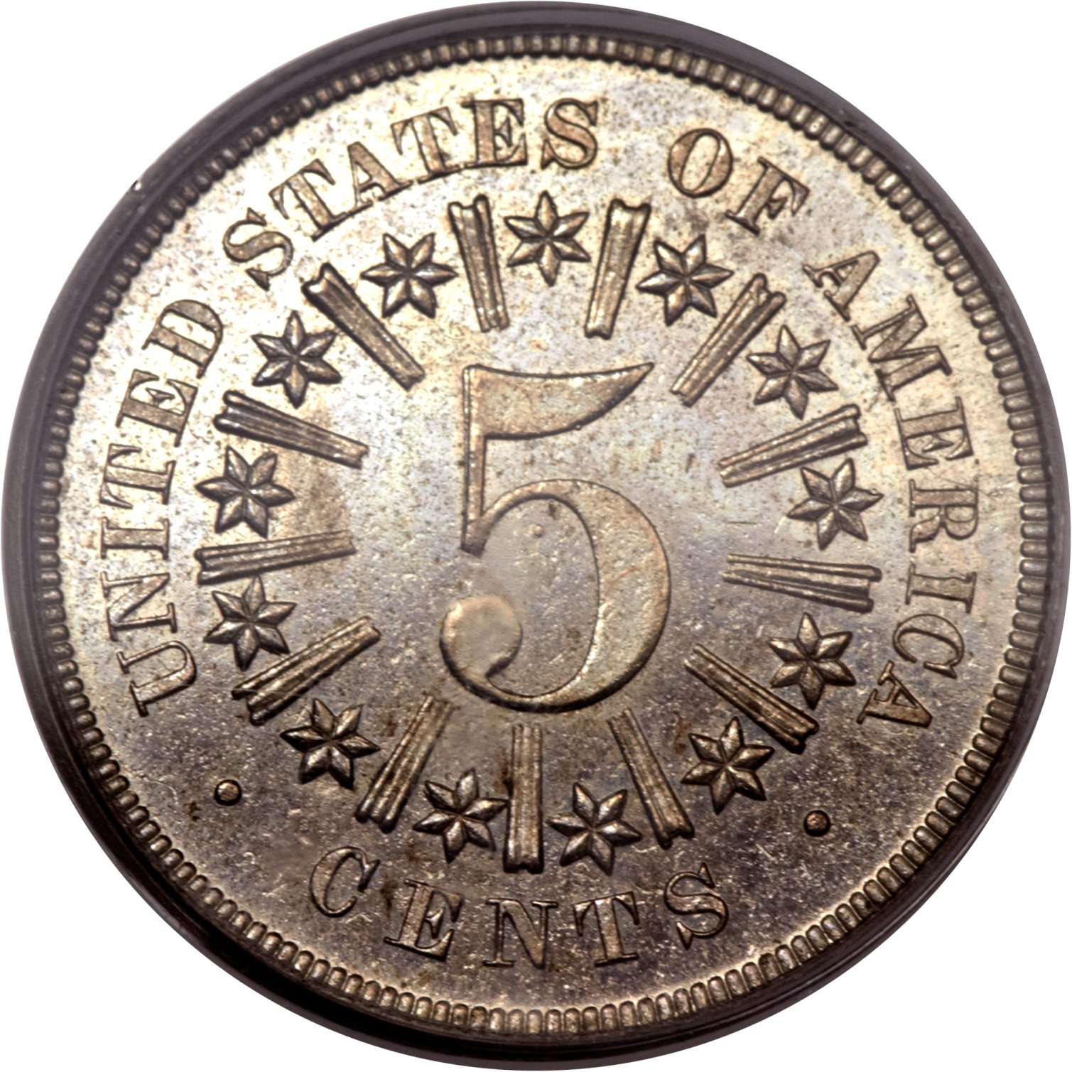 image for: 1866 5C Shield Five Cents, Judd-497, Pollock-583, High R.7, PR64 PCGS....