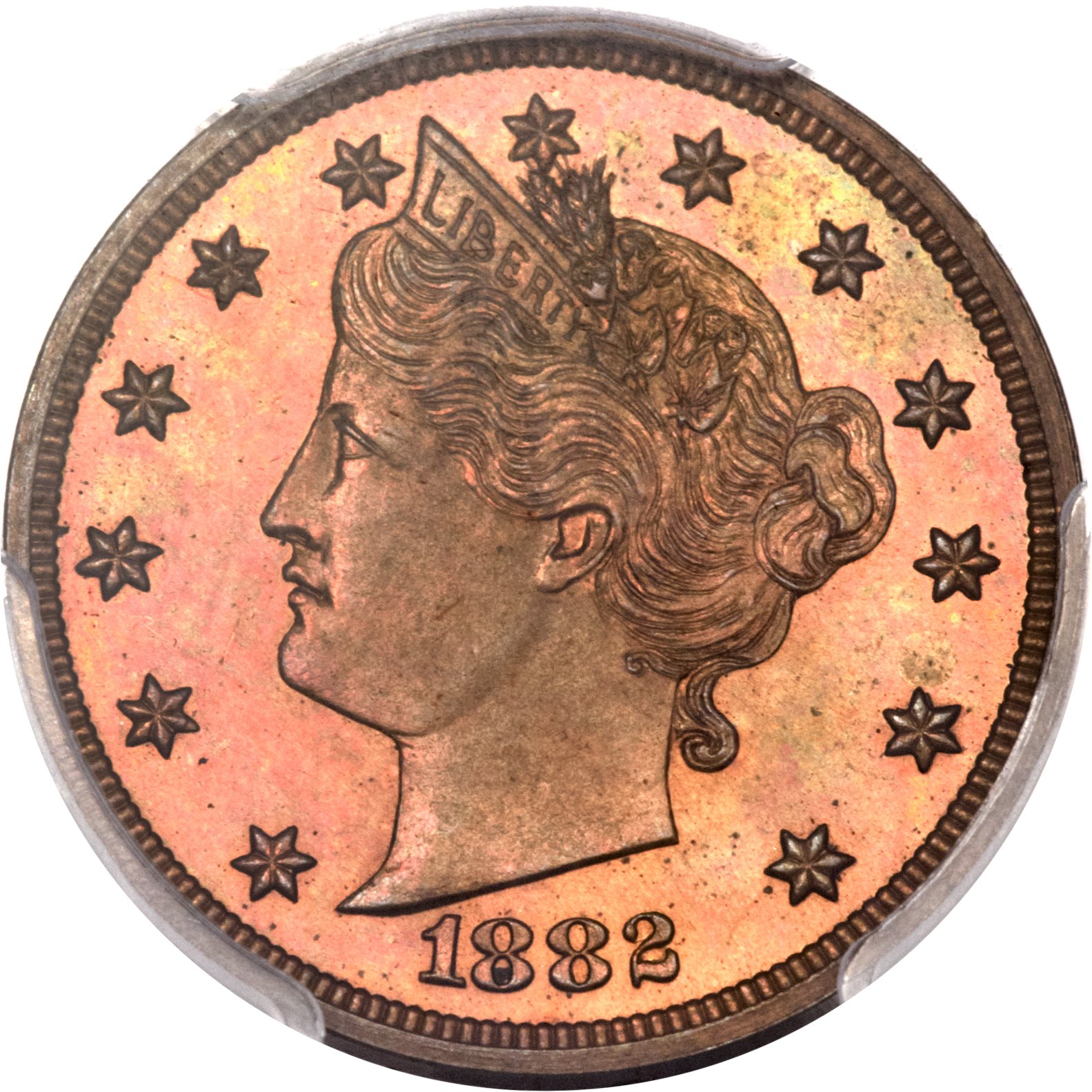 image for: 1882 5C Liberty Head Five Cents, Judd-1691, Pollock-1893, R.6, PR64 Red and Brown PCGS....
