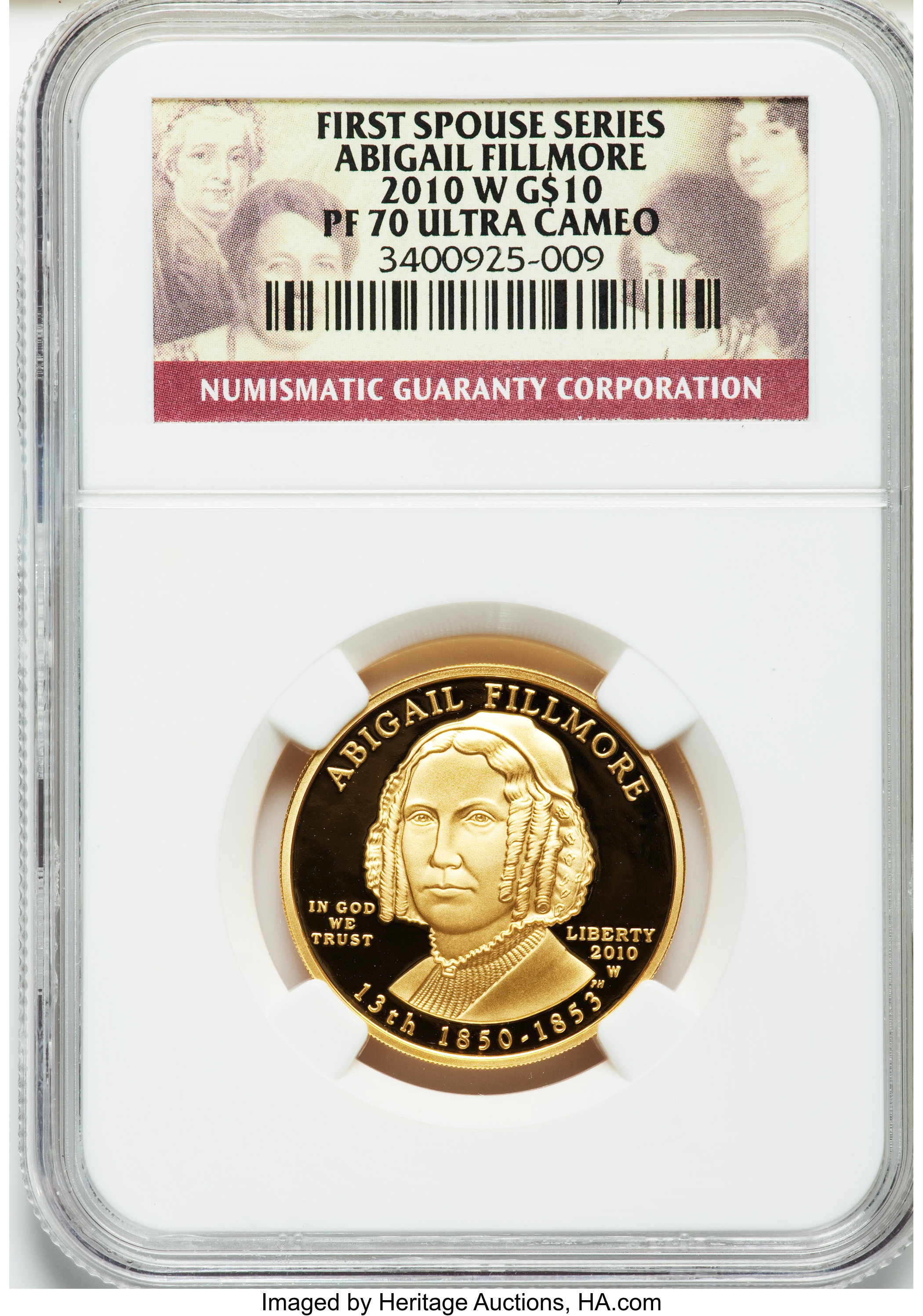 image for: 2010-W $10 Abigail Fillmore PR70 Ultra Cameo NGC. NGC Census: (577). PCGS Population (114).  Numismedia Wsl. Price for prob...