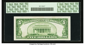 image for: Fr. 1955-L $5 1934 Light Green Seal Federal Reserve Note. PCGS Very Choice New 64PPQ....