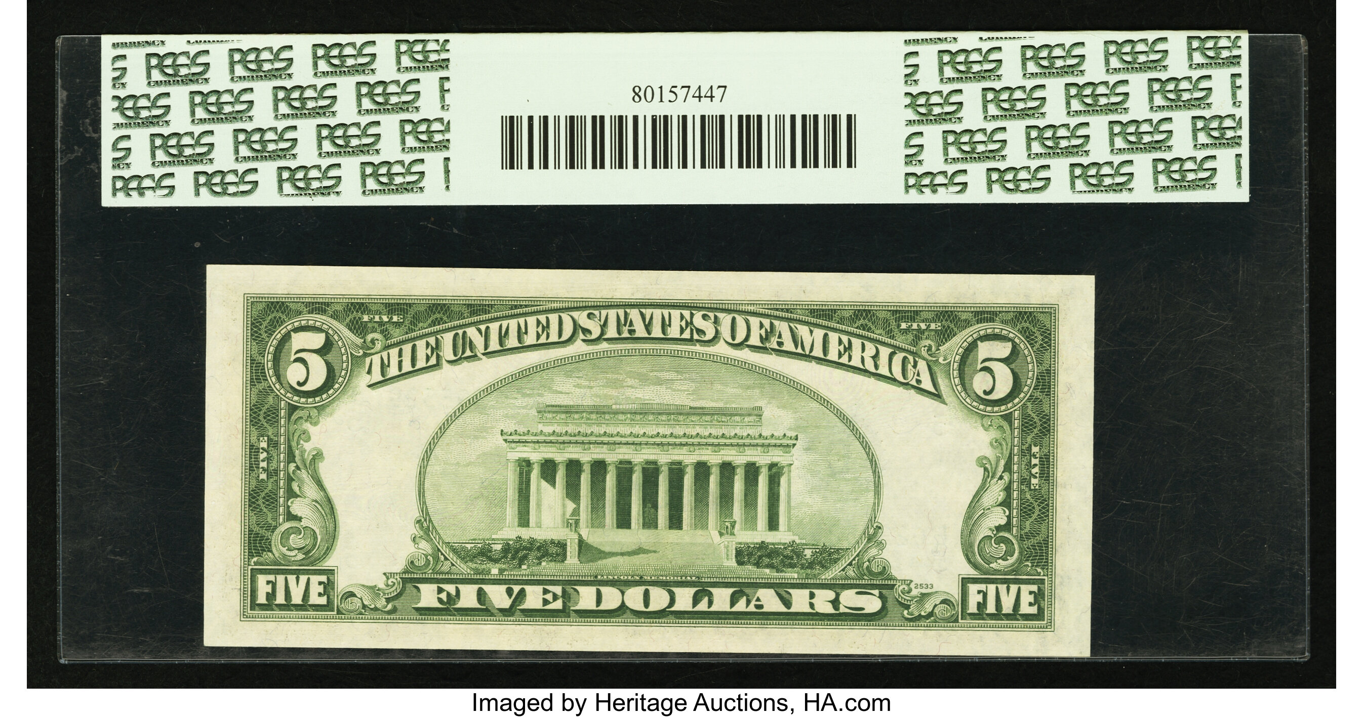image for: Fr. 1964-E $5 1950C Federal Reserve Note. PCGS Superb Gem New 68PPQ....
