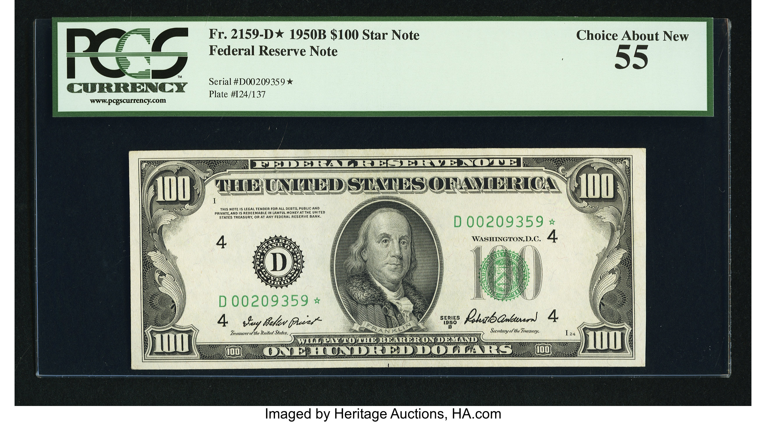 1950B $100 Replacement, Cleveland (Fr. 2159D*)