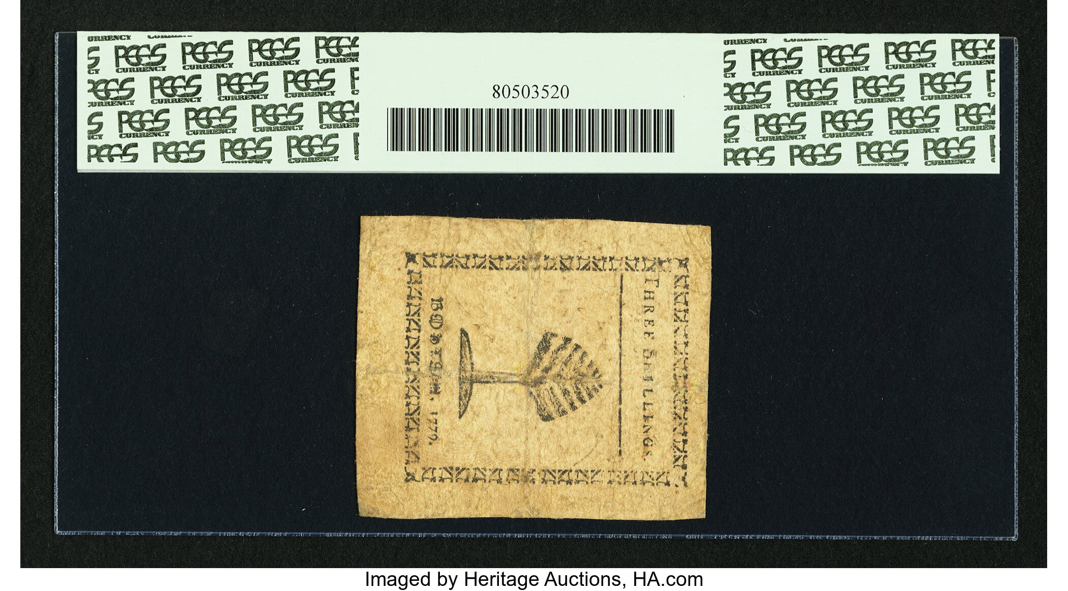 image for: Massachusetts 1779 3s PCGS Apparent Very Fine 20....