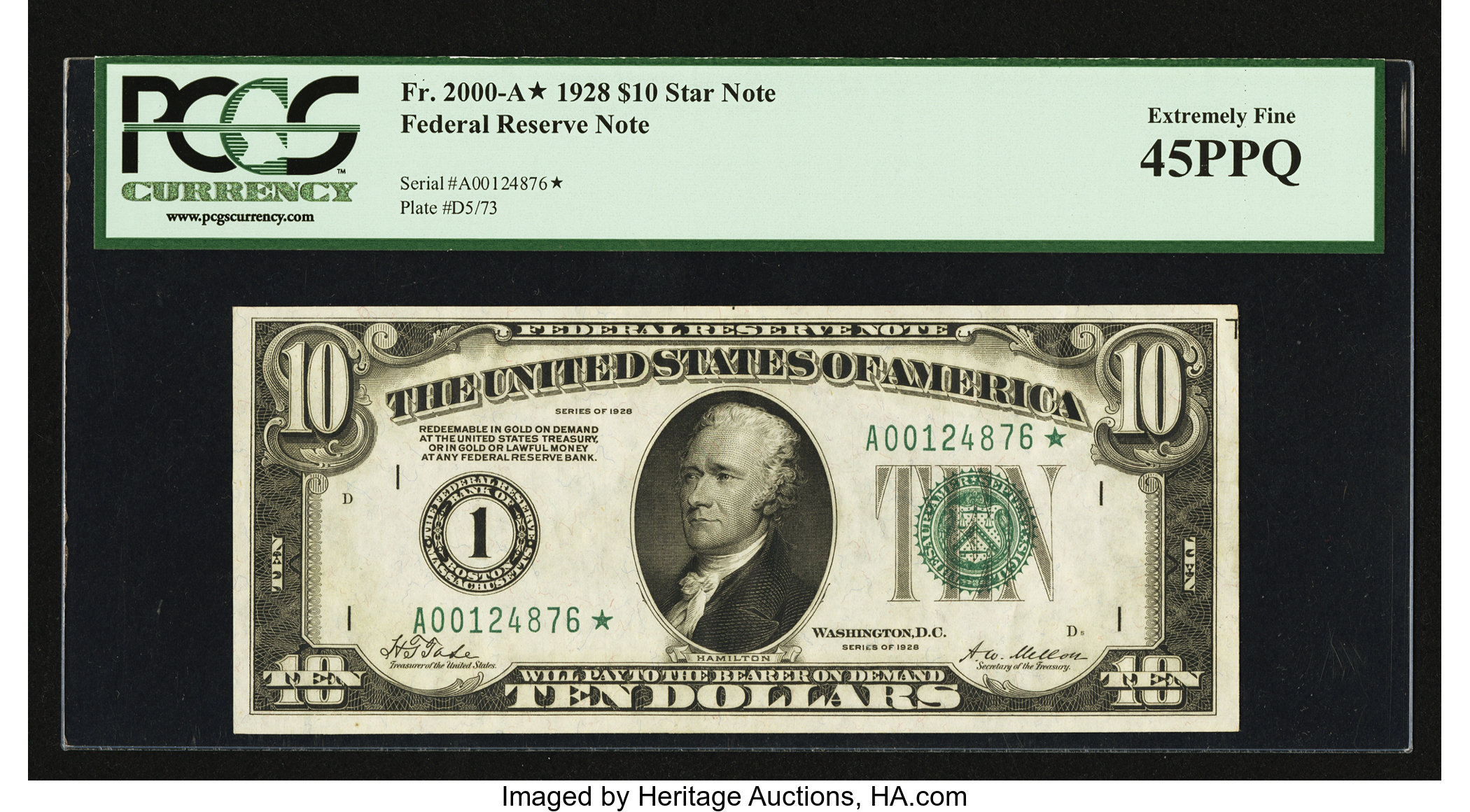 image for: Fr. 2000-A* $10 1928 Federal Reserve Note. PCGS Extremely Fine 45PPQ....