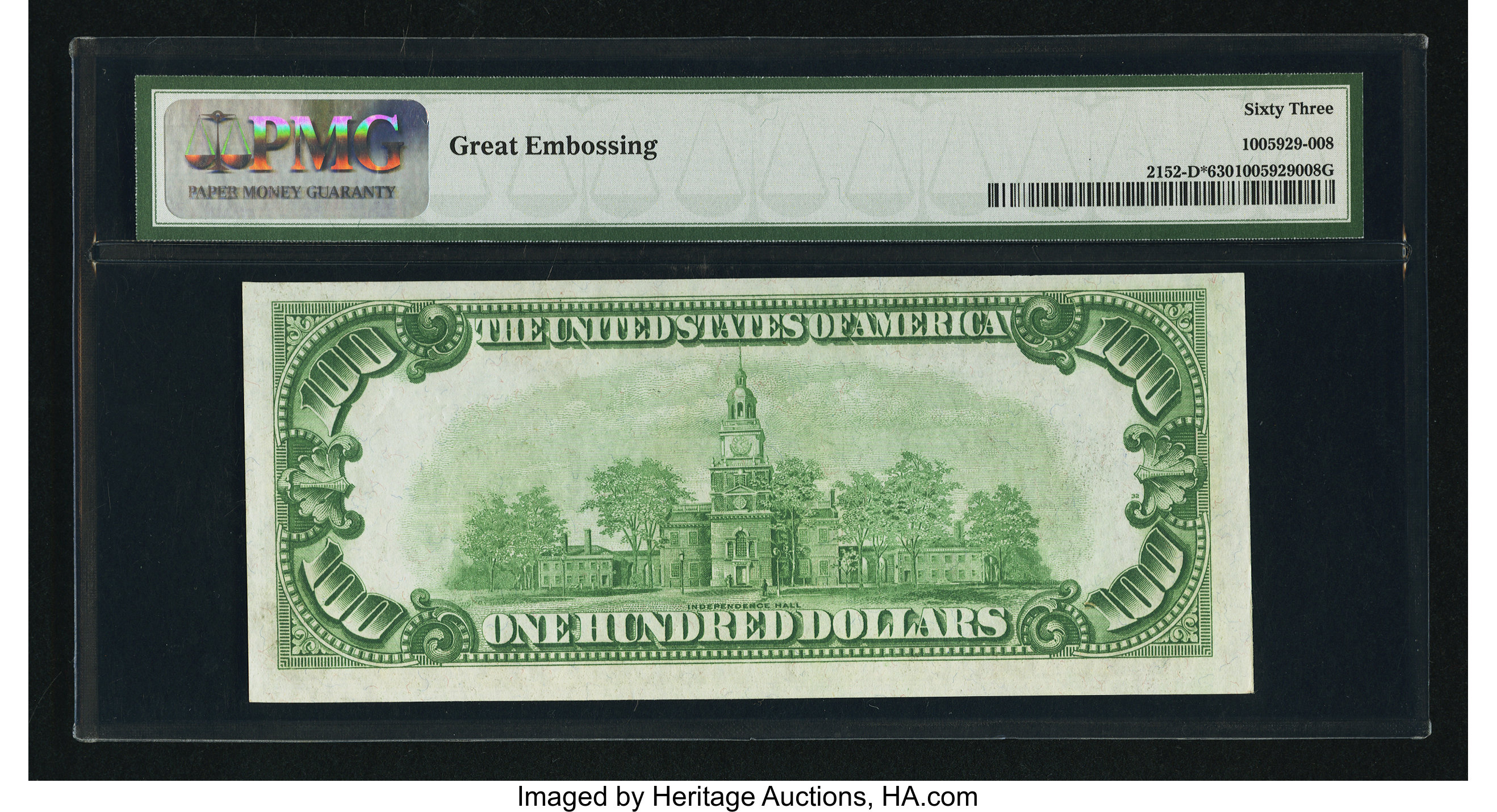 image for: Fr. 2152-D* $100 1934 Light Green Seal Federal Reserve Note. PMG Choice Uncirculated 63....