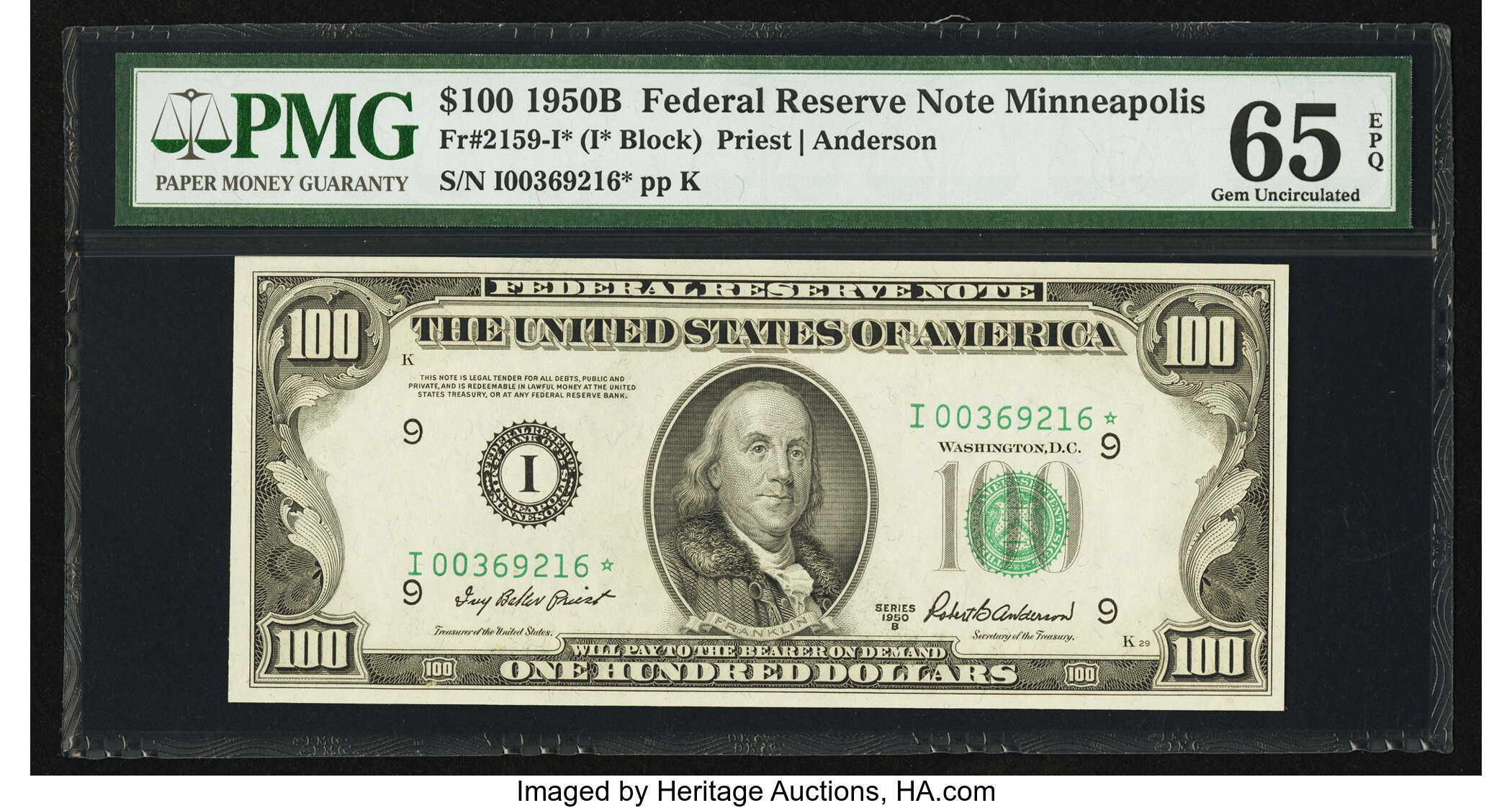 image for: Fr. 2159-I* $100 1950B Federal Reserve Note. PMG Gem Uncirculated 65 EPQ....