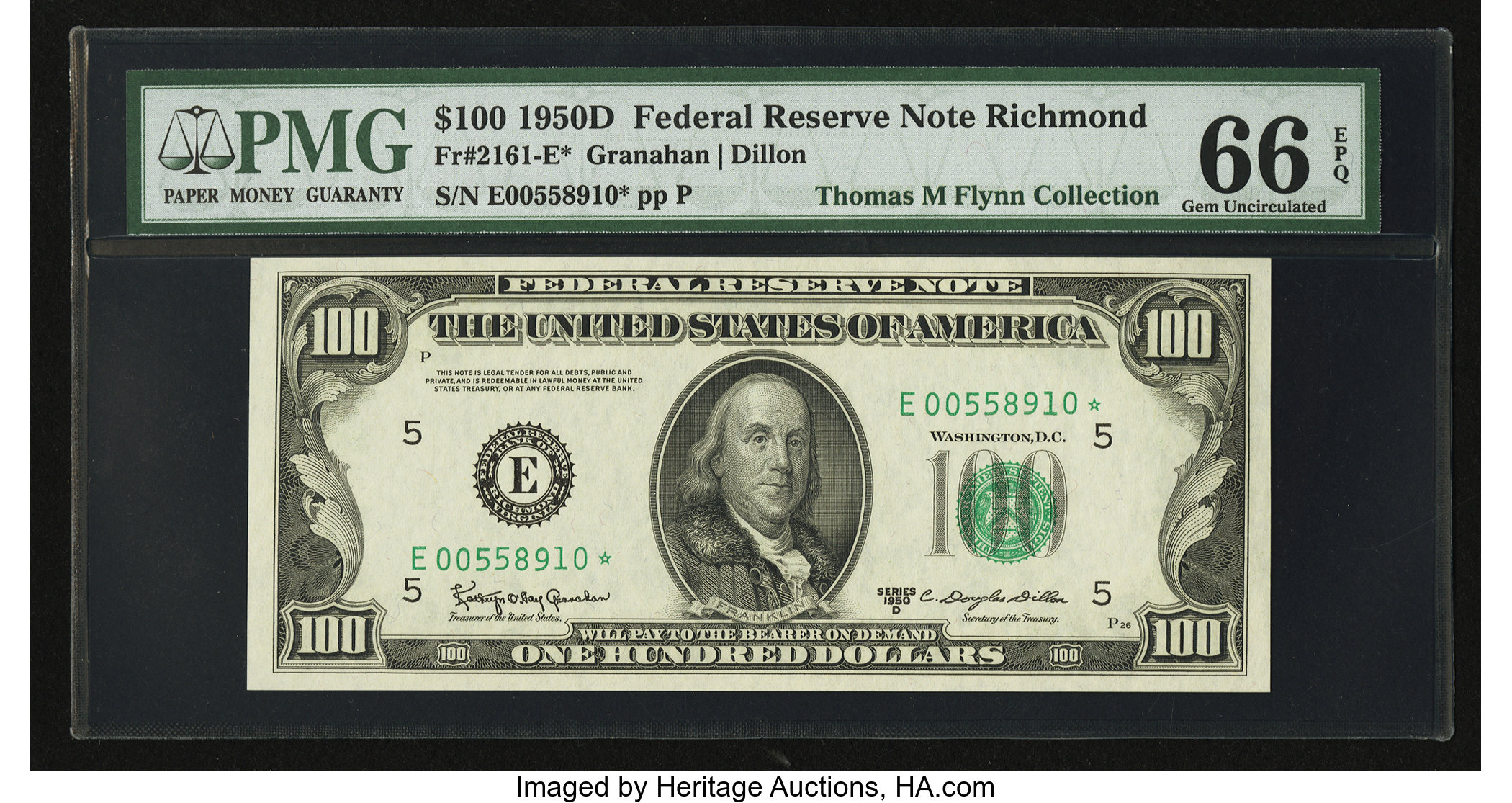 image for: Fr. 2161-E* $100 1950D Federal Reserve Note. PMG Gem Uncirculated 66 EPQ....