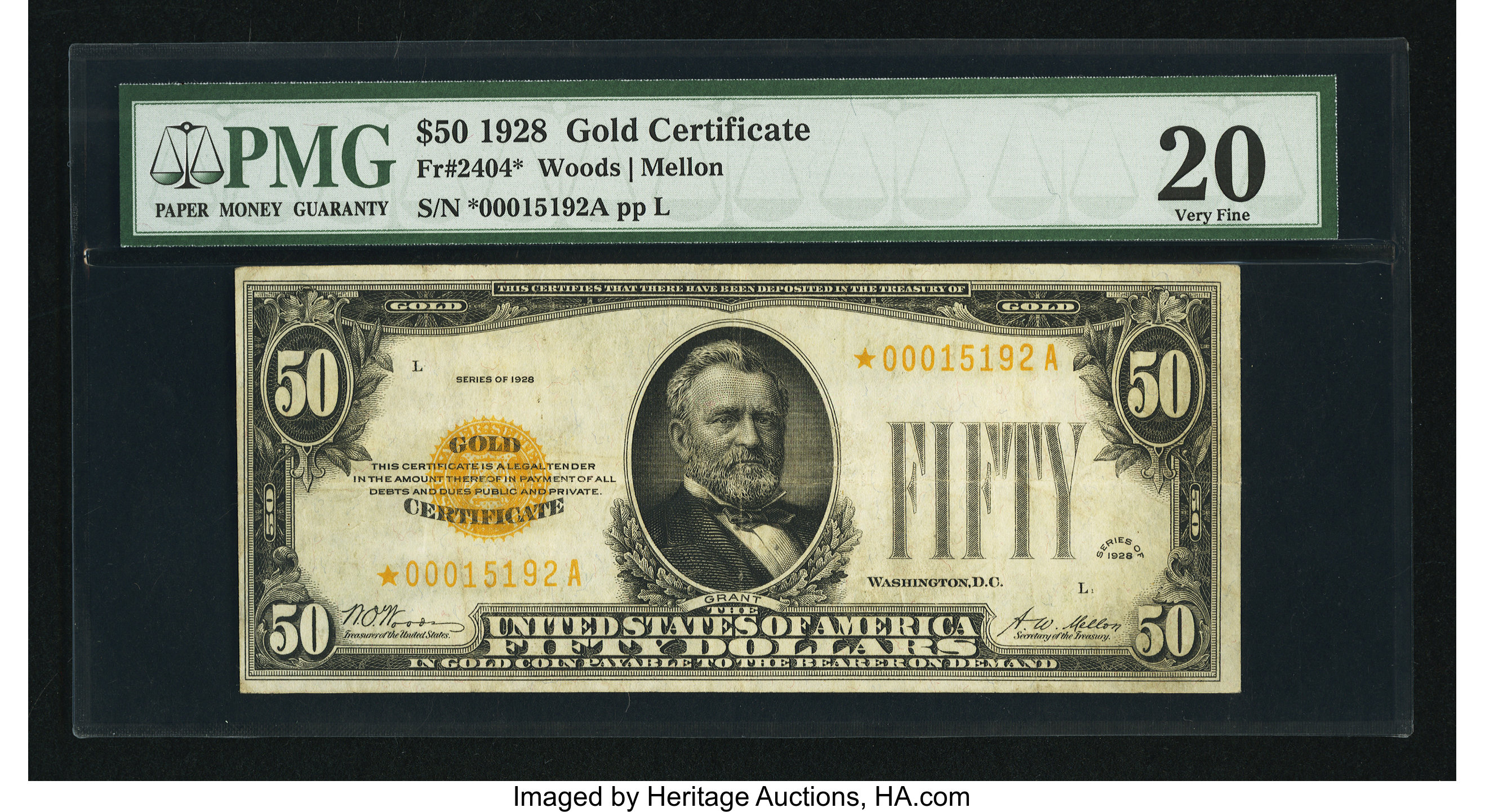 image for: Fr. 2404* $50 1928 Gold Certificate. PMG Very Fine 20....