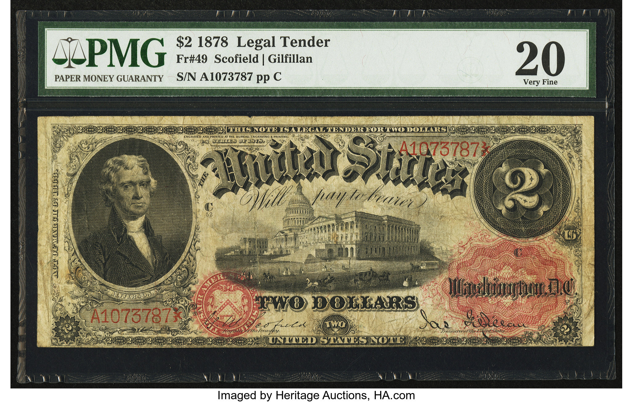 image for: Fr. 49 $2 1878 Legal Tender PMG Very Fine 20....