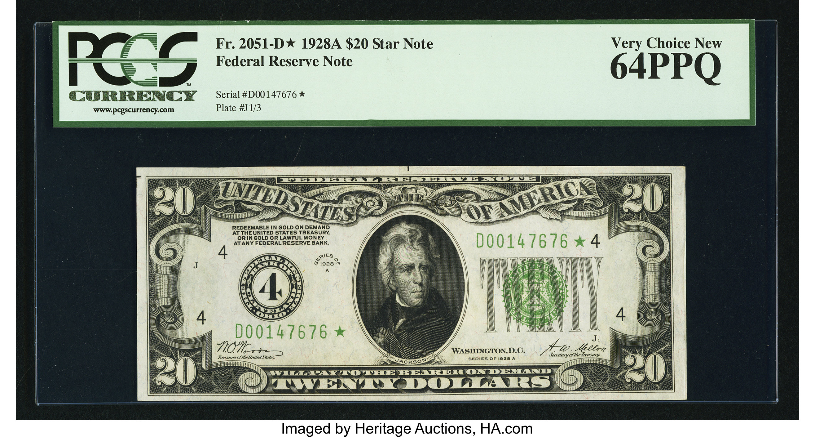 image for: Fr. 2051-D* $20 1928A Federal Reserve Note. PCGS Very Choice New 64PPQ....