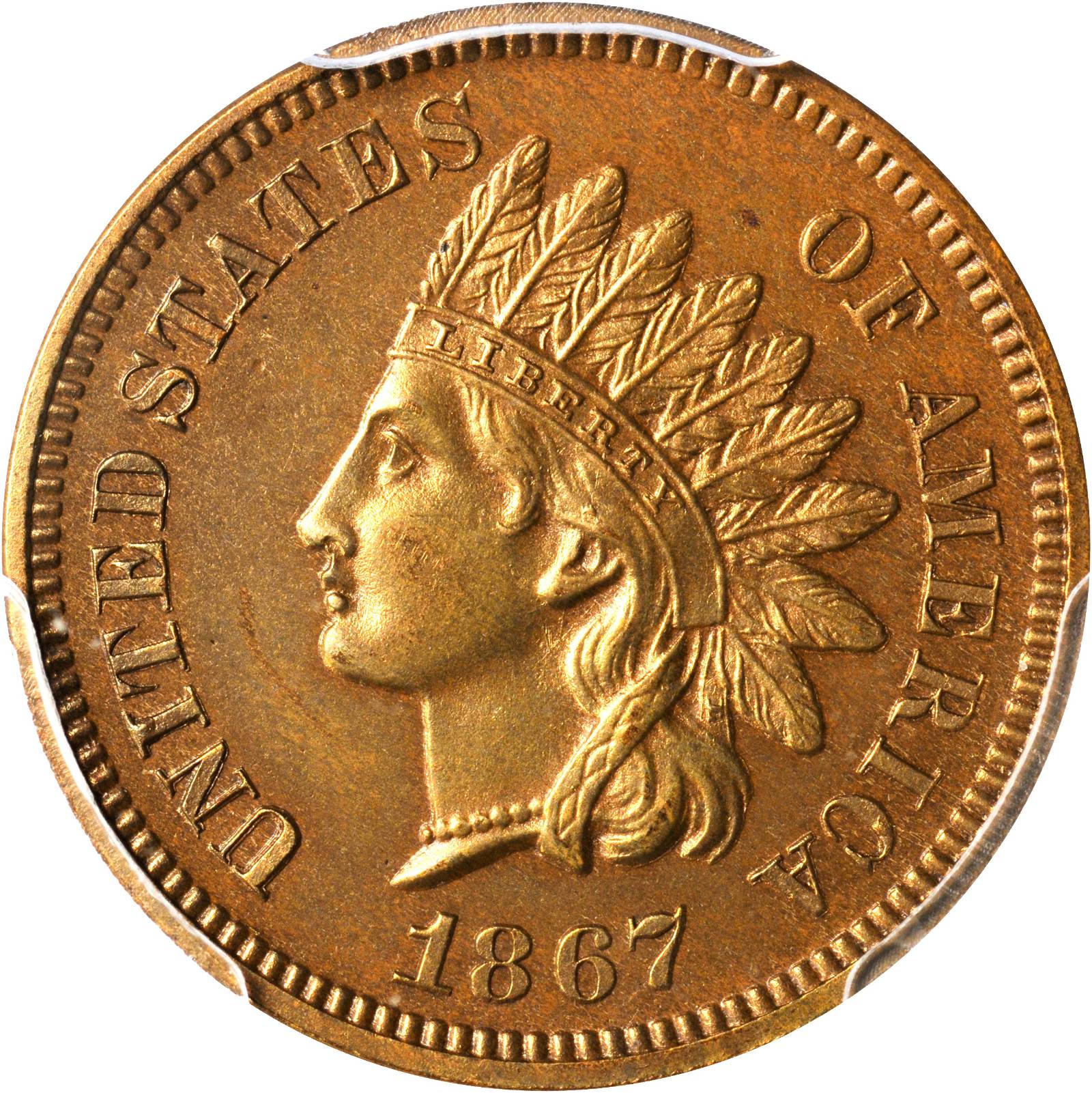 image for: 1867 Indian Cent. Proof Unc Details--Questionable Color (PCGS).