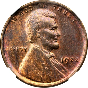 image for: 1922-D Lincoln Cent. Weak D. MS-63 RB (NGC).