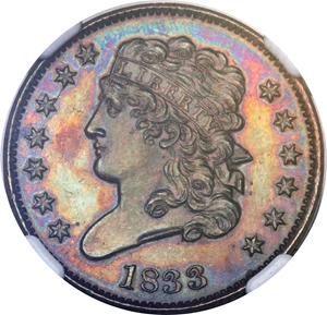 image for: 1833 1/2 C PR65 Brown NGC. C-1, B-1, R.5 as a Proof....