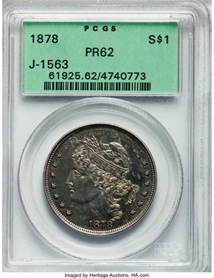 image for: 1878 $1 Goloid Metric Dollar, Judd-1563, Pollock-1754, Low R.6, PR62 PCGS....