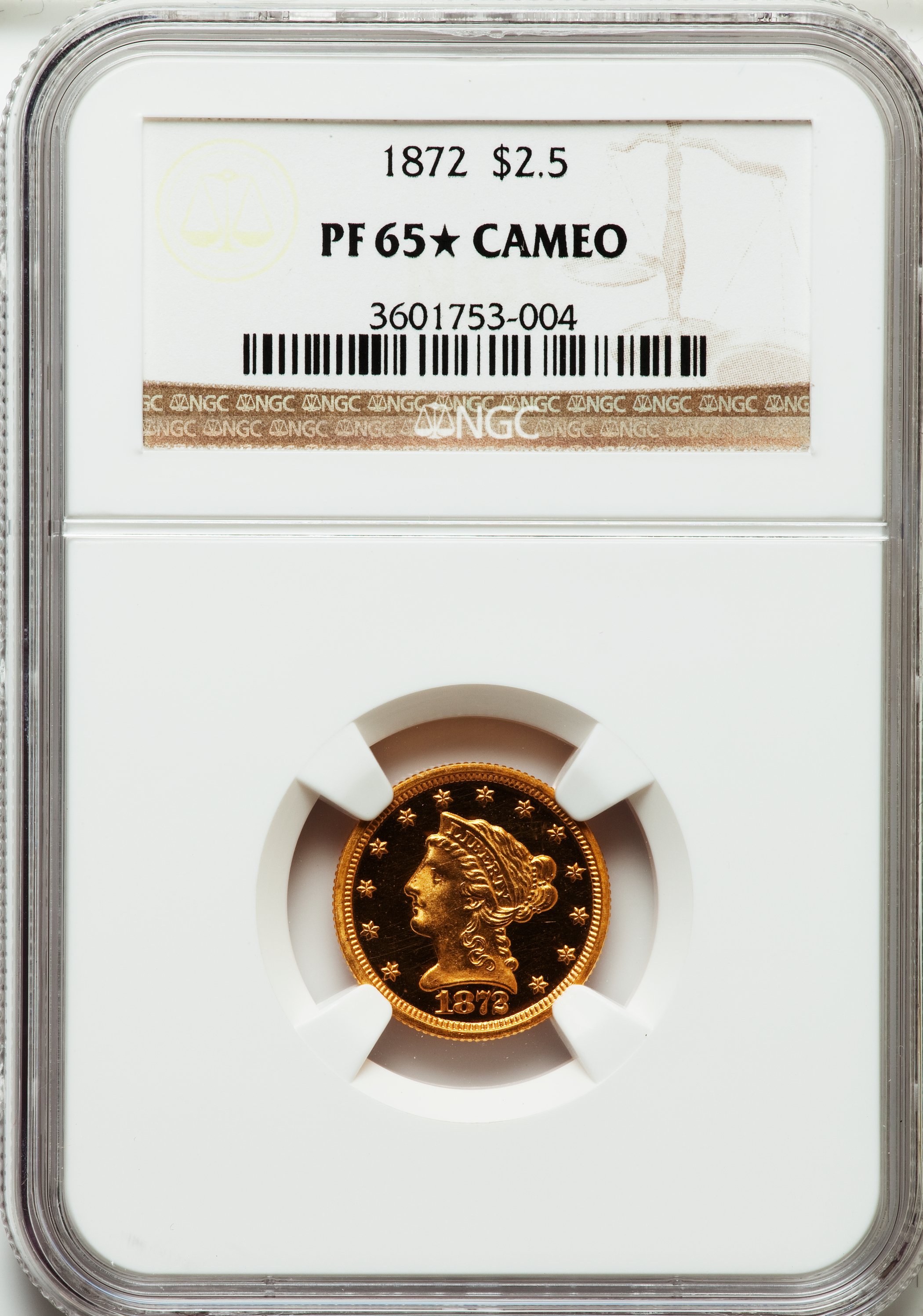 image for: 1872 $2 1/2 PR65  ★  Cameo NGC....