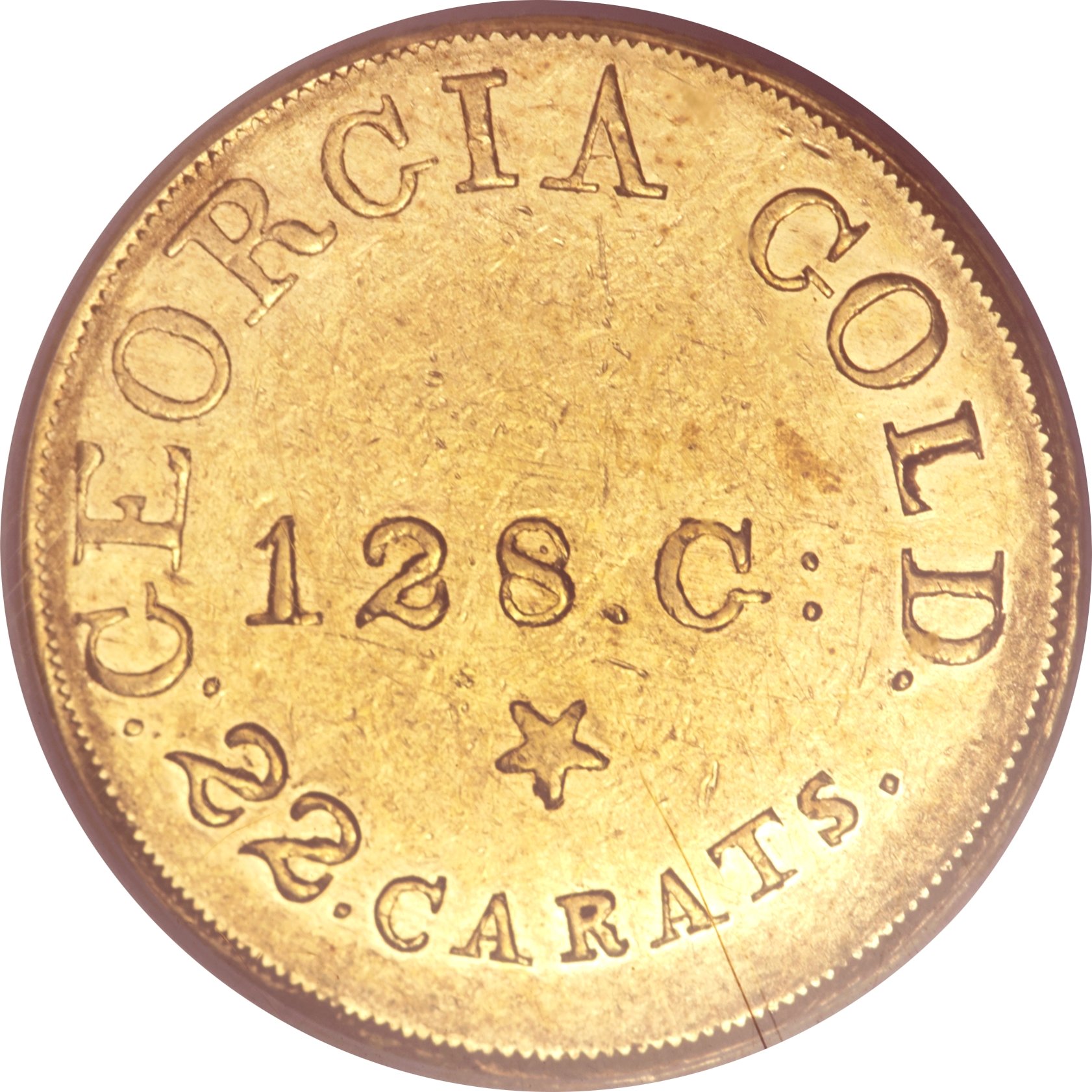 image for: (1837-42) $5 C. Bechtler Five Dollar, Colons Obverse AU55 PCGS. K-21, R.7....