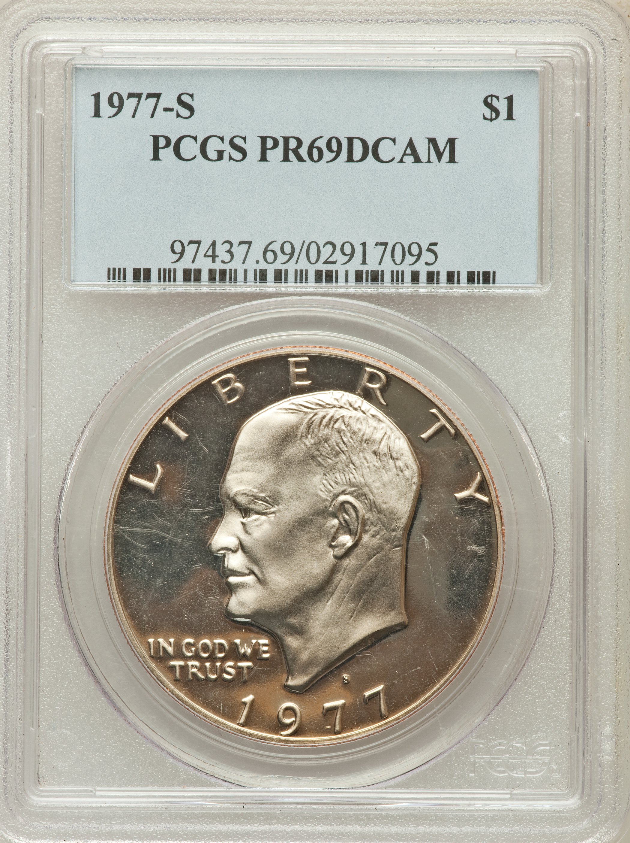 1977-S $1 PR69 Deep Cameo PCGS. PCGS Population (13813/13). NGC Census: (697/0). Numismedia Wsl. Price for problem free NG...