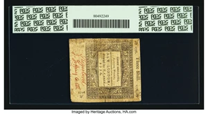 image for: Uncancelled Connecticut June 7, 1776 3s PCGS Apparent Very Fine 30....