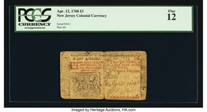 image for: New Jersey April 12, 1760 £3 PCGS Fine 12....