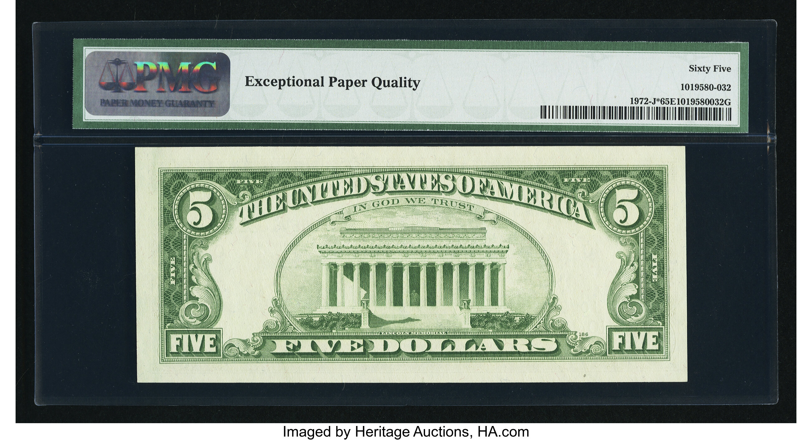 image for: Fr. 1972-J* $5 1969C Federal Reserve Note. PMG Gem Uncirculated 65 EPQ....