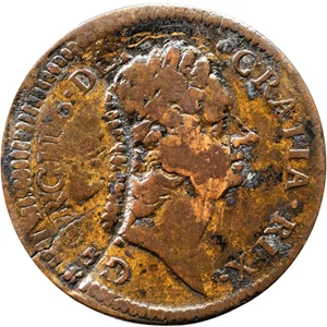 image for: 1722 Rosa Americana Halfpenny. Martin 1.1-A.1, W-1214. Rarity-5. VTILE DVLCI. Fine Details--Planchet Flaw (PCGS).