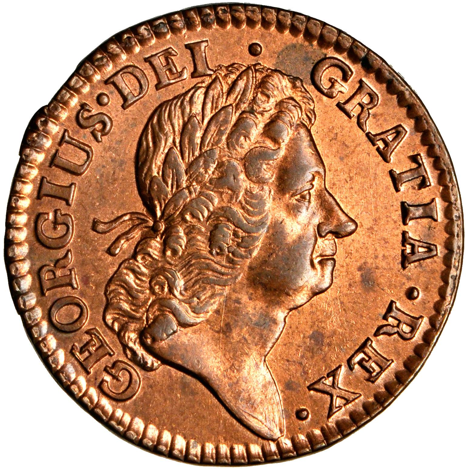 image for: 1724 Wood's Hibernia Halfpenny. Martin 4.51-K.4, W-13690. Rarity-2. MS-64 RB (PCGS).