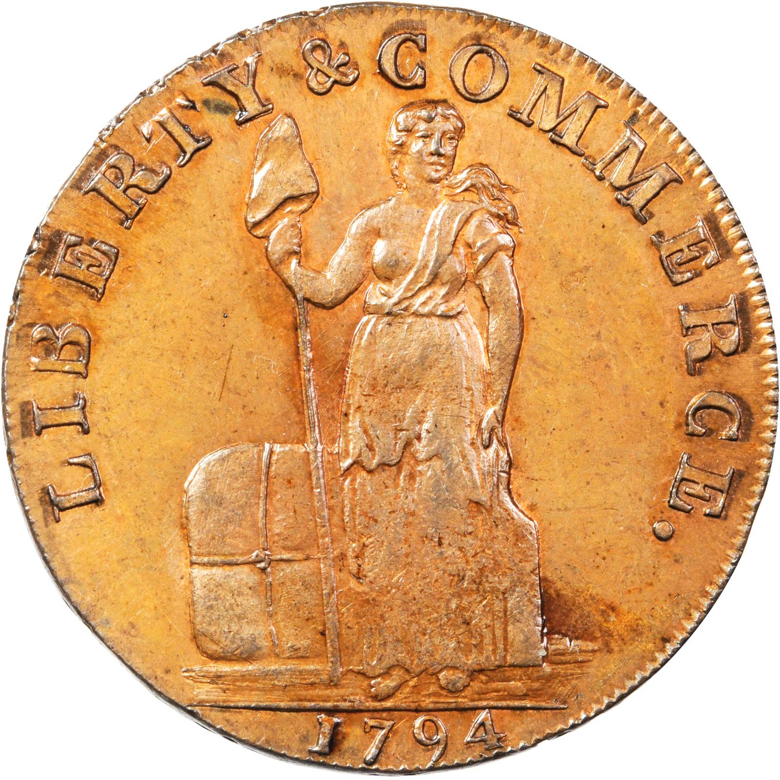 image for: 1794 Talbot, Allum & Lee Cent. Fuld-2, W-8570. With NEW YORK. Large & on Reverse. Copper. Lettered Edge. Unc Details--Lacquer (PCGS).