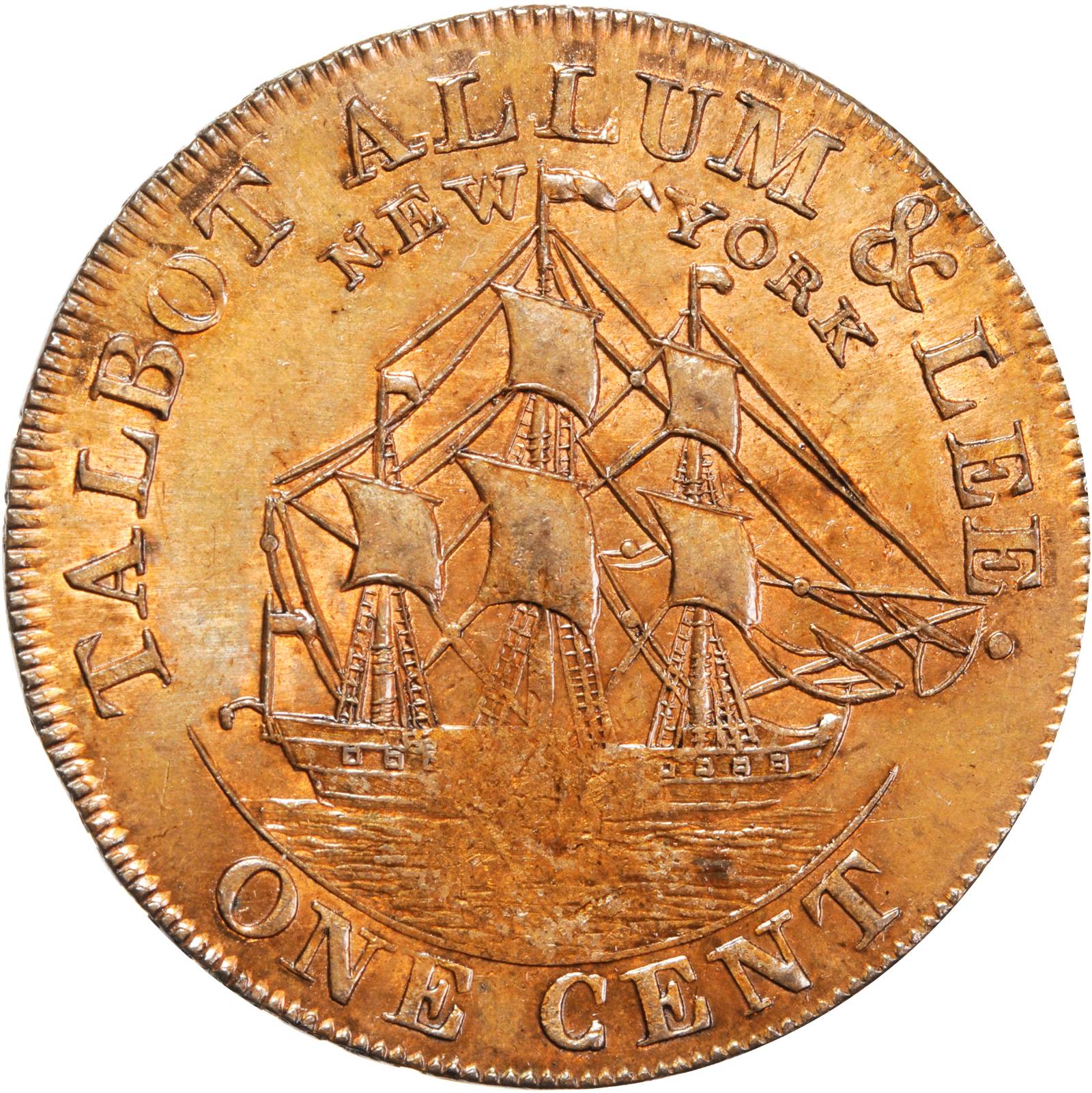 image for: 1794 Talbot, Allum & Lee Cent. Fuld-2, W-8570. With NEW YORK. Large & on Reverse. Copper. Lettered Edge. Unc Details--Lacquer (PCGS).