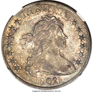 image for: 1802/1 $1 Narrow Date AU58 NGC. B-1, BB-231, R.4....