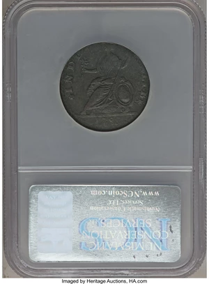 image for: 1787 COPPER INDE ET LIB Mailed Bust Right Connecticut Copper -- Bent, Corroded -- NCS. VF Details. NGC Census: (0/0). PCGS ...