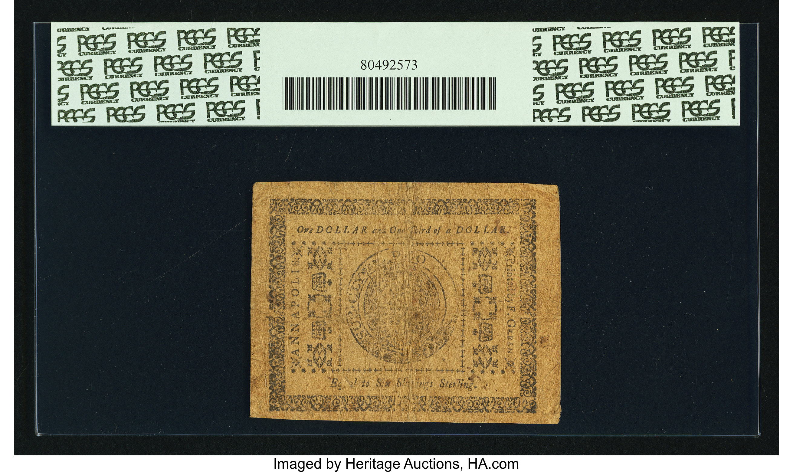 image for: Maryland August 14, 1776 $1  1/3 PCGS Fine 15....