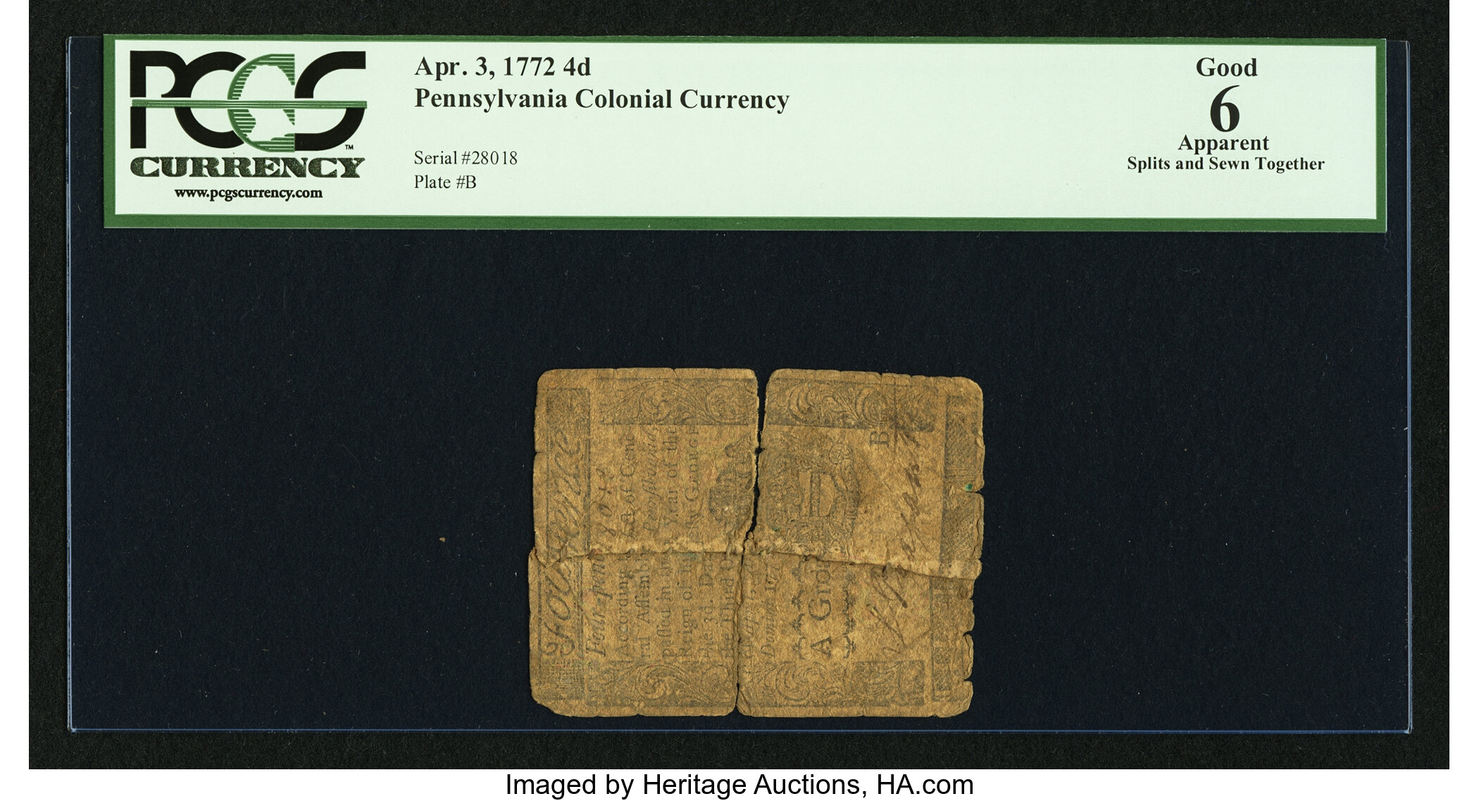 image for: Pennsylvania April 3, 1772 4d PCGS Apparent Good 06....