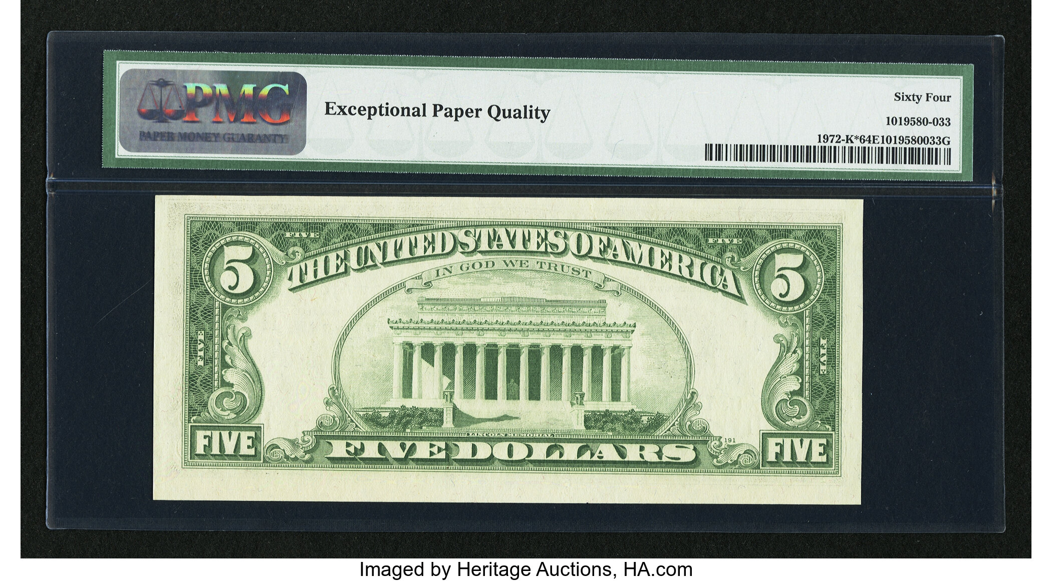 image for: Fr. 1972-K* $5 1969C Federal Reserve Note. PMG Choice Uncirculated 64 EPQ....