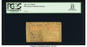 image for: New Jersey April 12, 1760 £3 PCGS Apparent Fine 15....
