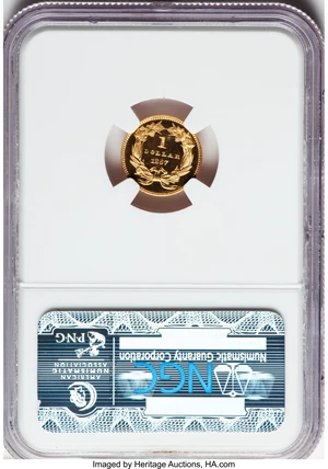 image for: 1867 G$1 PR66 Cameo NGC....